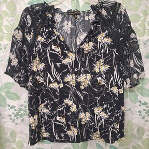 Chic Black Floral Blouse